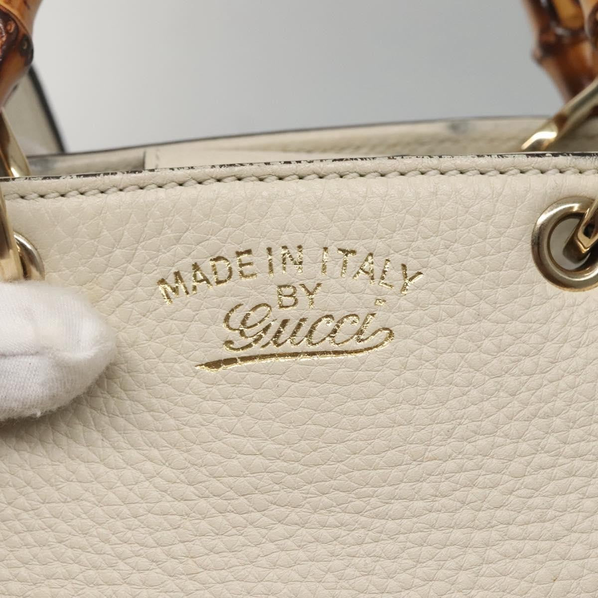 Gucci Bamboo shopper bag Leather, WHITE, LEATHER, Handbag