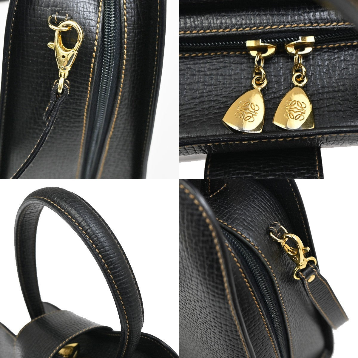 Loewe Turn Lock Leather, BLACK, LEATHER, Handbag