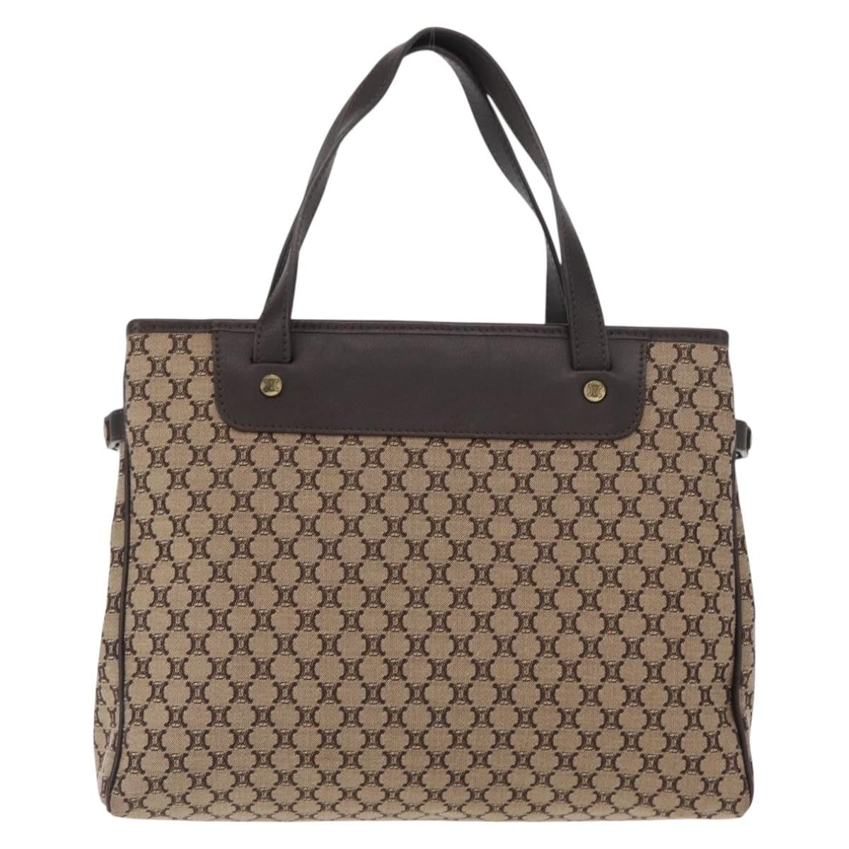 Celine Vintage Macadam Handbag Canvas, BEIGE, CANVAS, Handbag