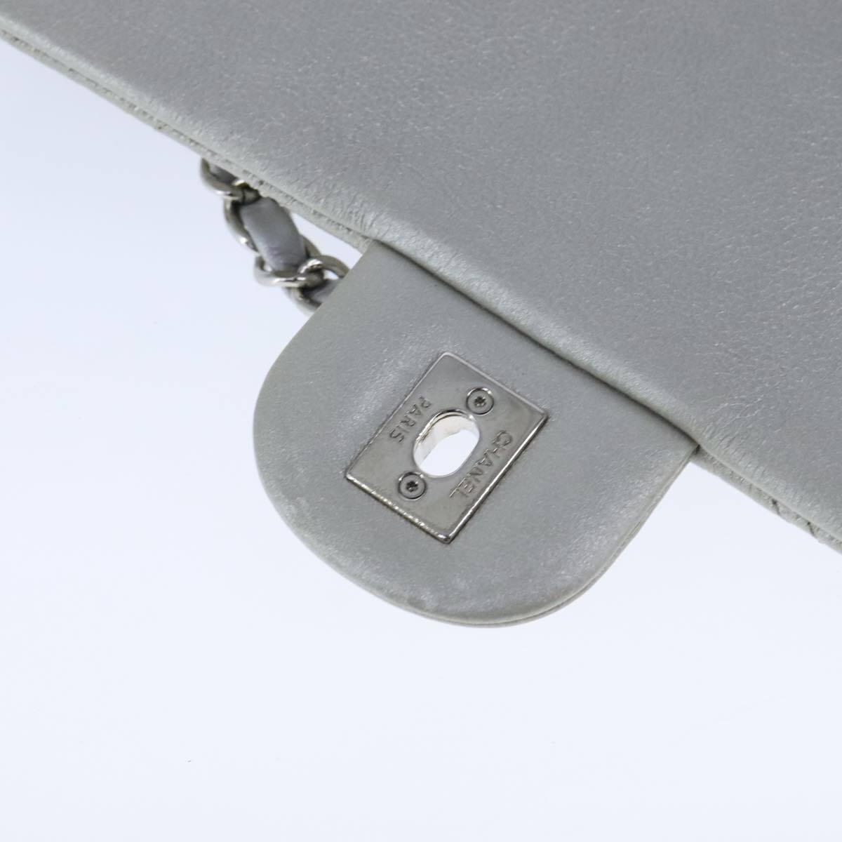 Chanel Vintage Classic Single Flap Bag Stitched Calfskin, GRAY, LEATHER, Shoulder bag