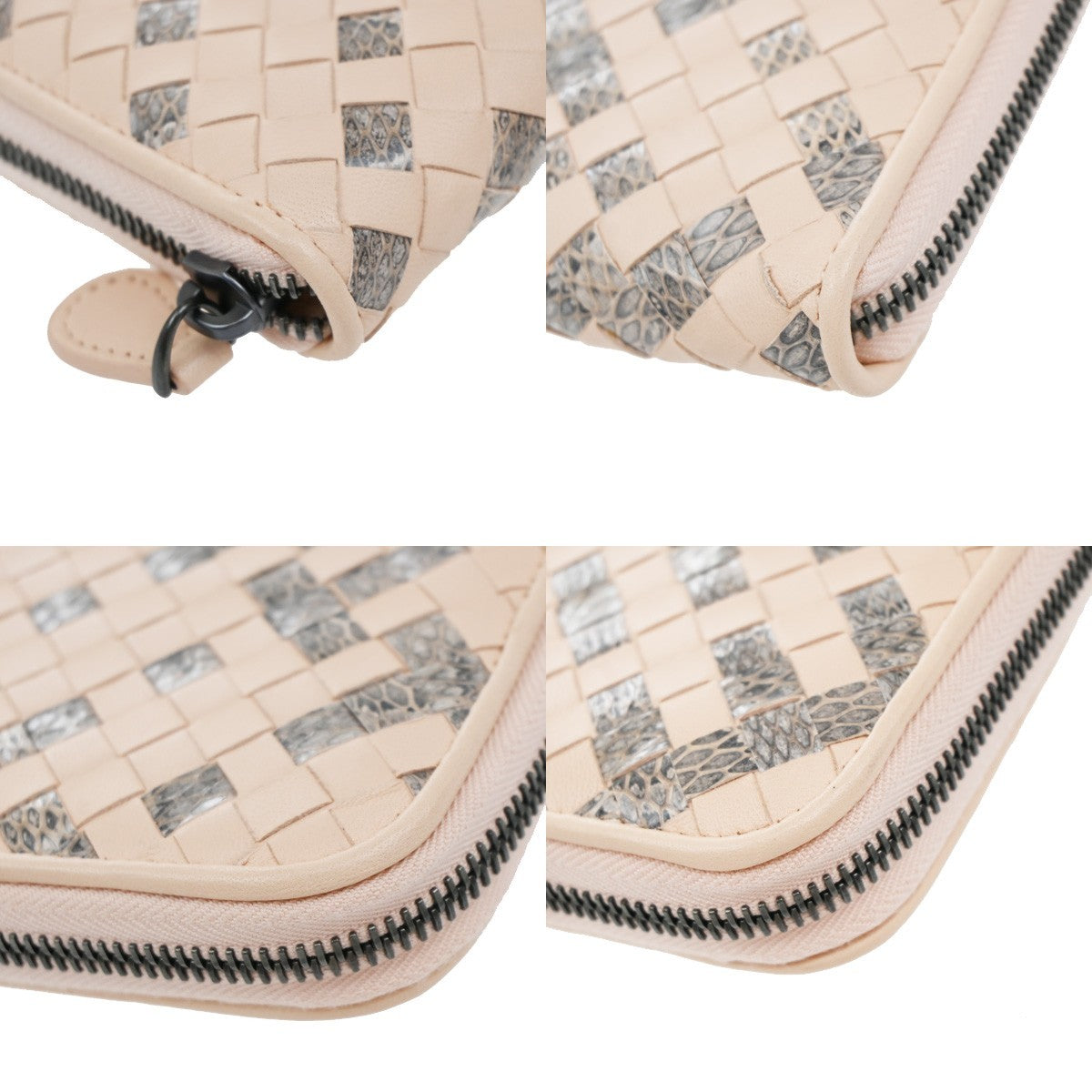 Bottega Veneta Intrecciato Long Zip  Wallet Leather, PINK, LEATHER, Wallets