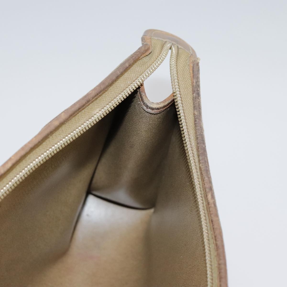 Christian Dior Vintage Honeycomb Zip Pouch Canvas and Leather, BEIGE, CANVAS, Clutche & pouche