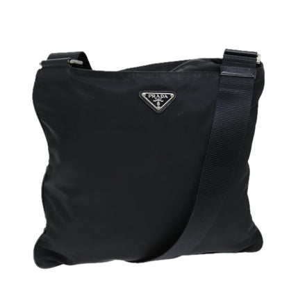 Prada Flat Messenger Bag Tessuto, BLACK, NYLON, Shoulder bag
