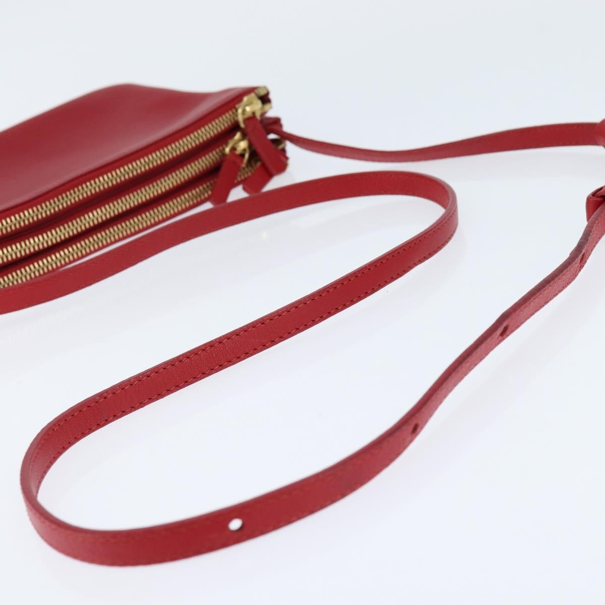 Celine Trio Crossbody Bag Leather, RED, LEATHER, Shoulder bag