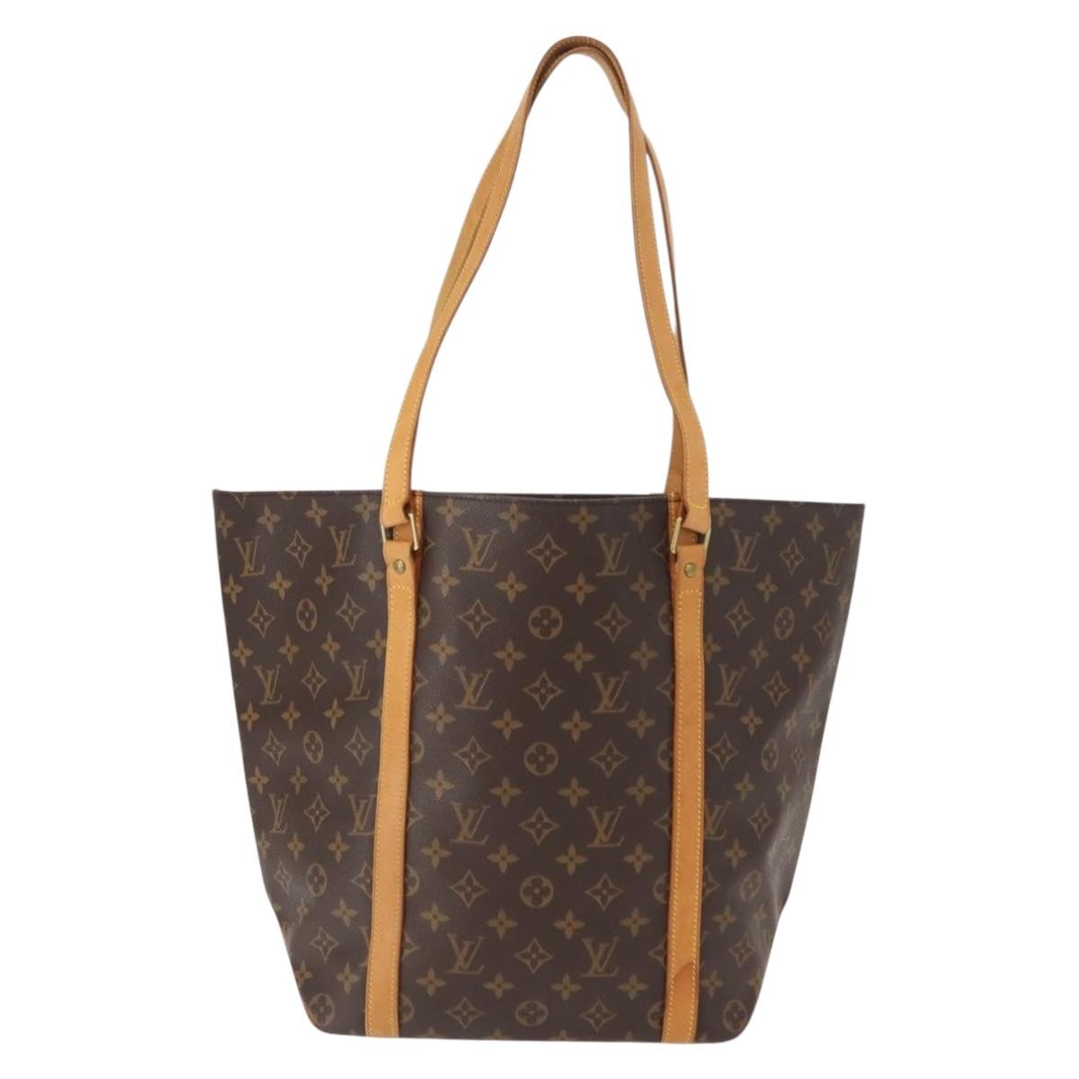 Louis Vuitton Shopping Sac Handbag Monogram Canvas, BROWN, CANVAS, Tote bag