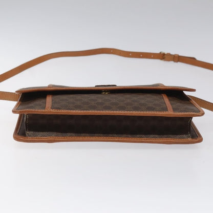 Celine Vintage Macadam Shoulder Bag Canvas and Leather, BROWN, CANVAS, Shoulder bag