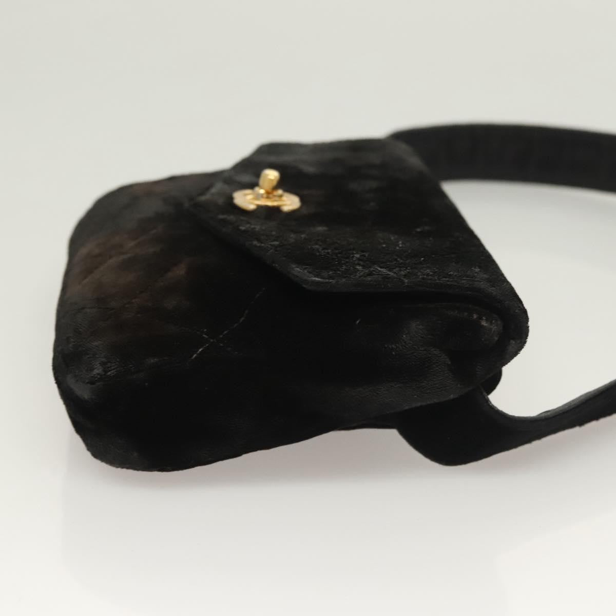 Chanel Vintage CC Flap Waist Bag Quilted Leather, BLACK, VELVET, Handbag