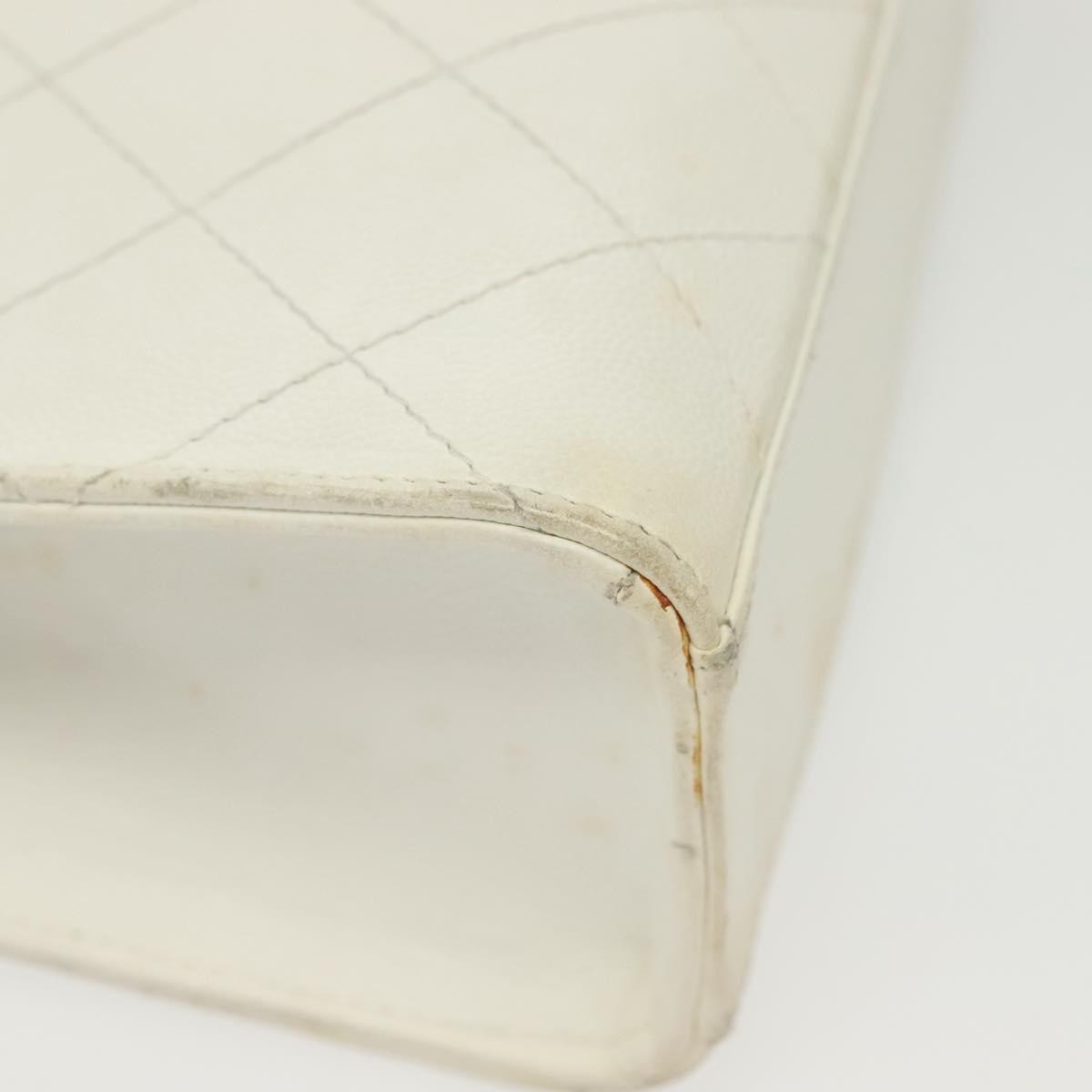 Chanel CC Shoulder Bag Quilted Caviar, WHITE, LEATHER, Shoulder bag