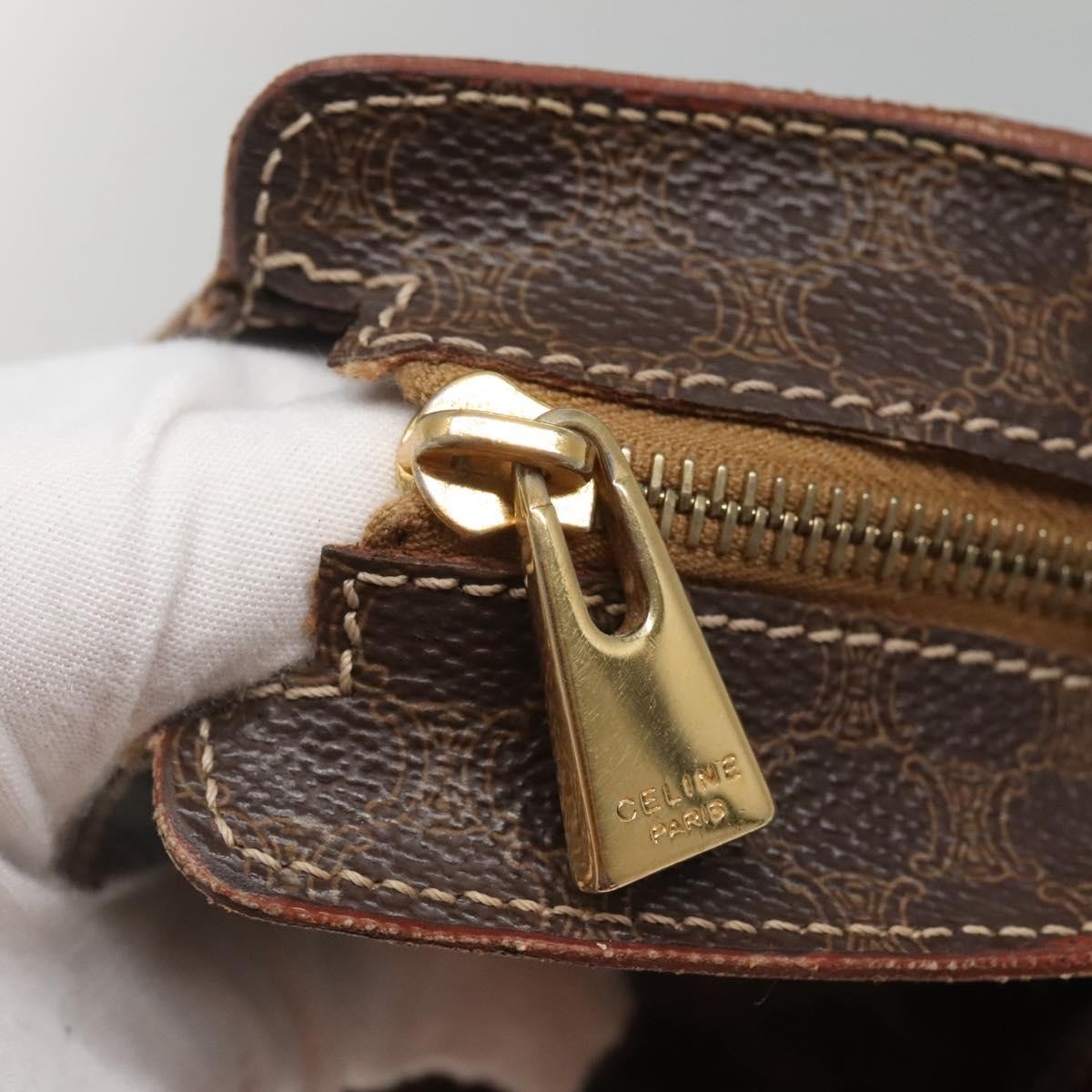 Celine Vintage Macadam Shopper Tote Coated Canvas, BROWN, CANVAS, Tote bag