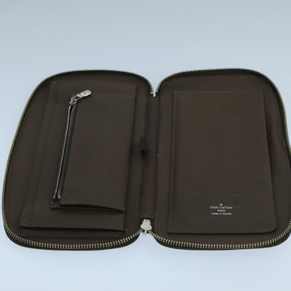 Louis Vuitton Atoll Organizer Wallet Taiga Leather, BROWN, LEATHER, Clutche & pouche