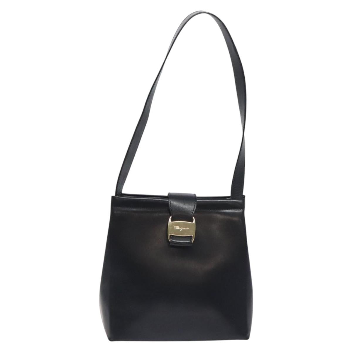 Salvatore Ferragamo Vala Shoulder Bag Leather, BLACK, LEATHER, Shoulder bag