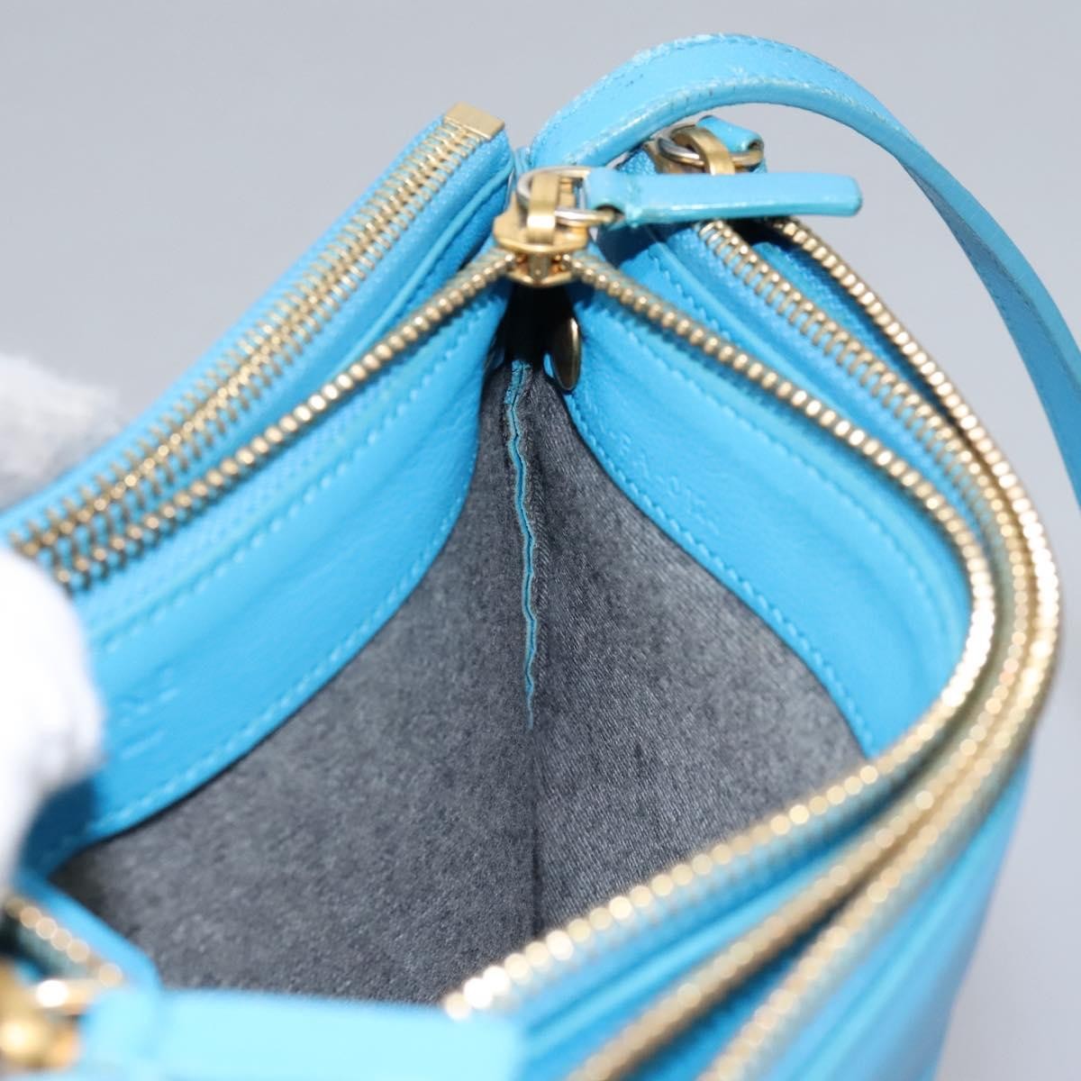 Celine Trio Crossbody Bag Leather, BLUE, LEATHER, Crossbody bag