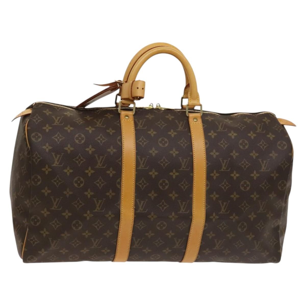 Louis Vuitton Keepall Bag Monogram Canvas, BROWN, CANVAS, Travel bag