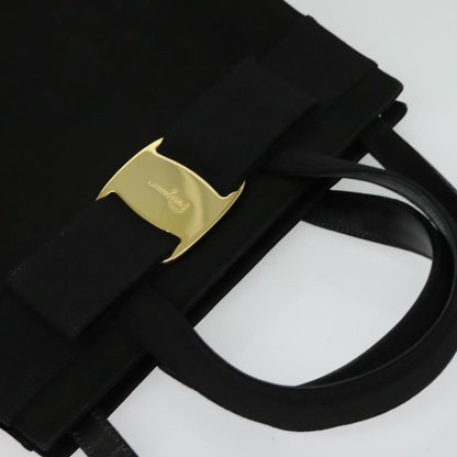 Salvatore Ferragamo Convertible Vara Bow Tote Suede, BLACK, SUEDE, Handbag