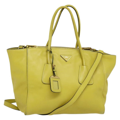Prada Concept Double Zip Tote Calfskin, YELLOW, LEATHER, Tote bag