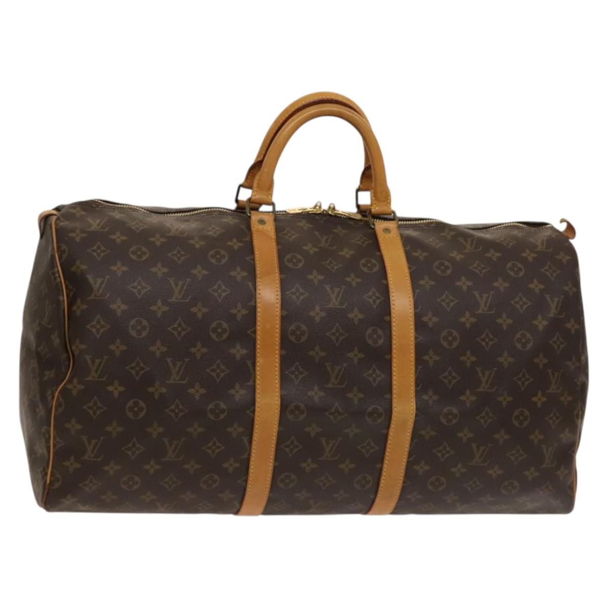 Louis Vuitton Keepall Bag Monogram Canvas, BROWN, CANVAS, Travel bag