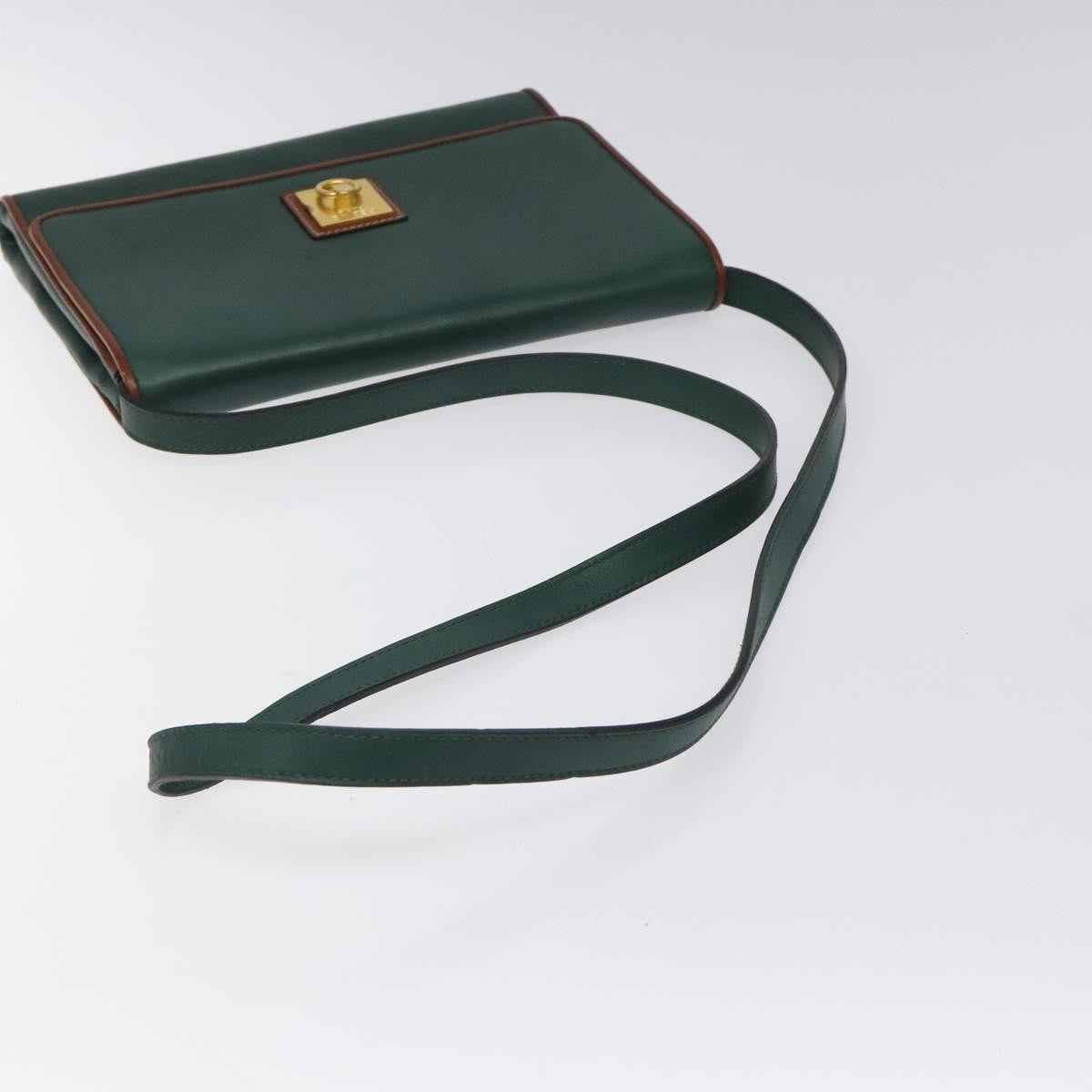 Celine Vintage Triomphe Flap Bag Leather, GREEN, LEATHER, Shoulder bag