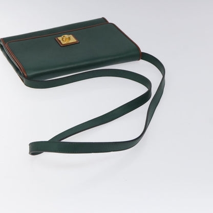 Celine Vintage Triomphe Flap Bag Leather, GREEN, LEATHER, Shoulder bag