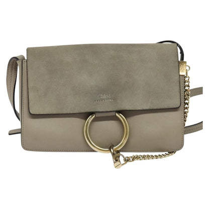 Chloe Faye Shoulder Bag Leather and Suede, Beige, Leather, Shoulder Bag
