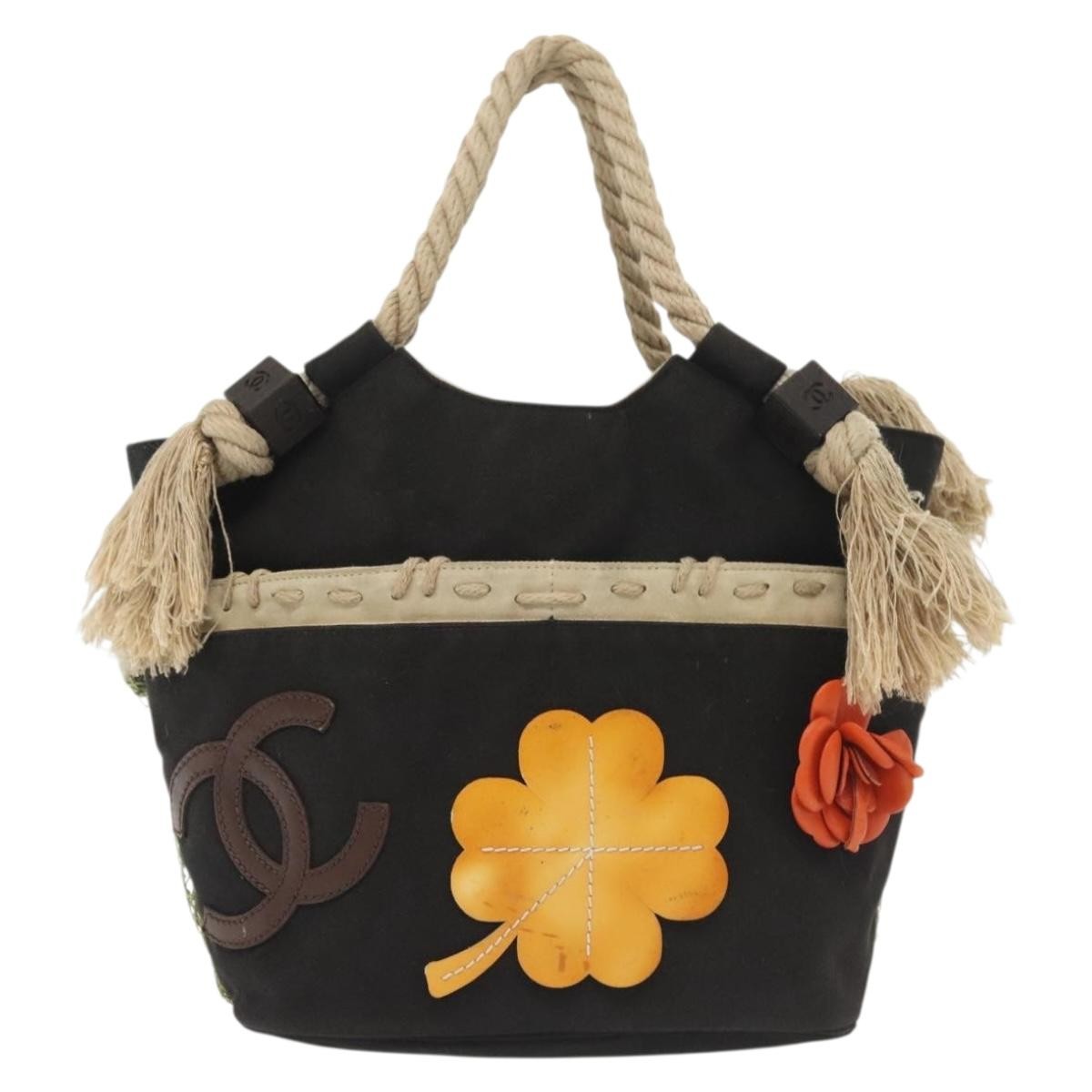 Chanel Camellia Flower Tote Canvas, BLACK, CANVAS, Tote bag