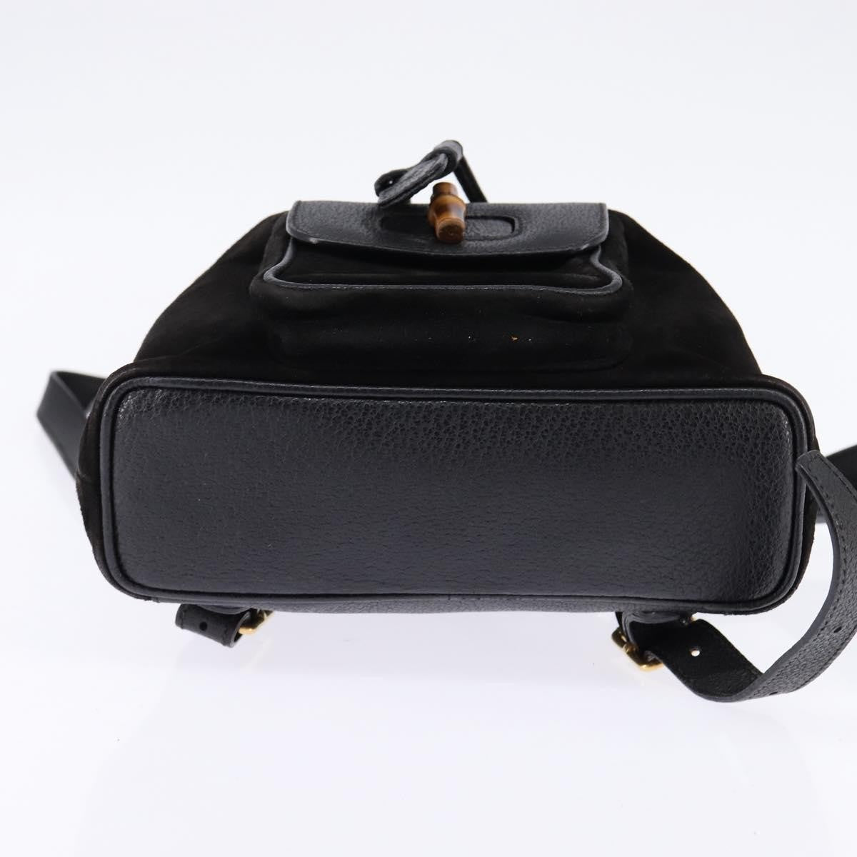 Gucci Vintage Bamboo Backpack Suede, BLACK, SUEDE, Backpack