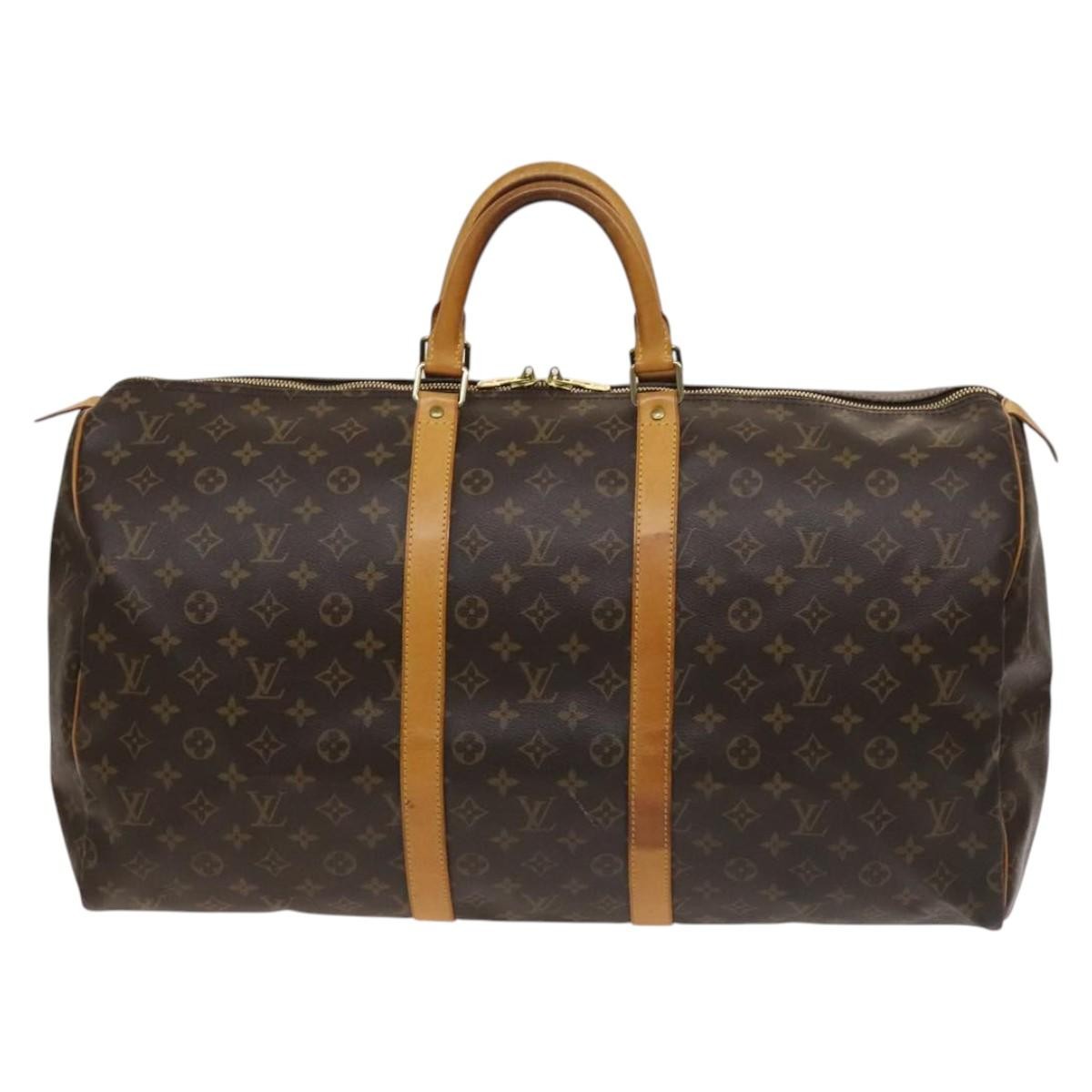 Louis Vuitton Keepall Bag Monogram Canvas, BROWN, CANVAS, Travel bag