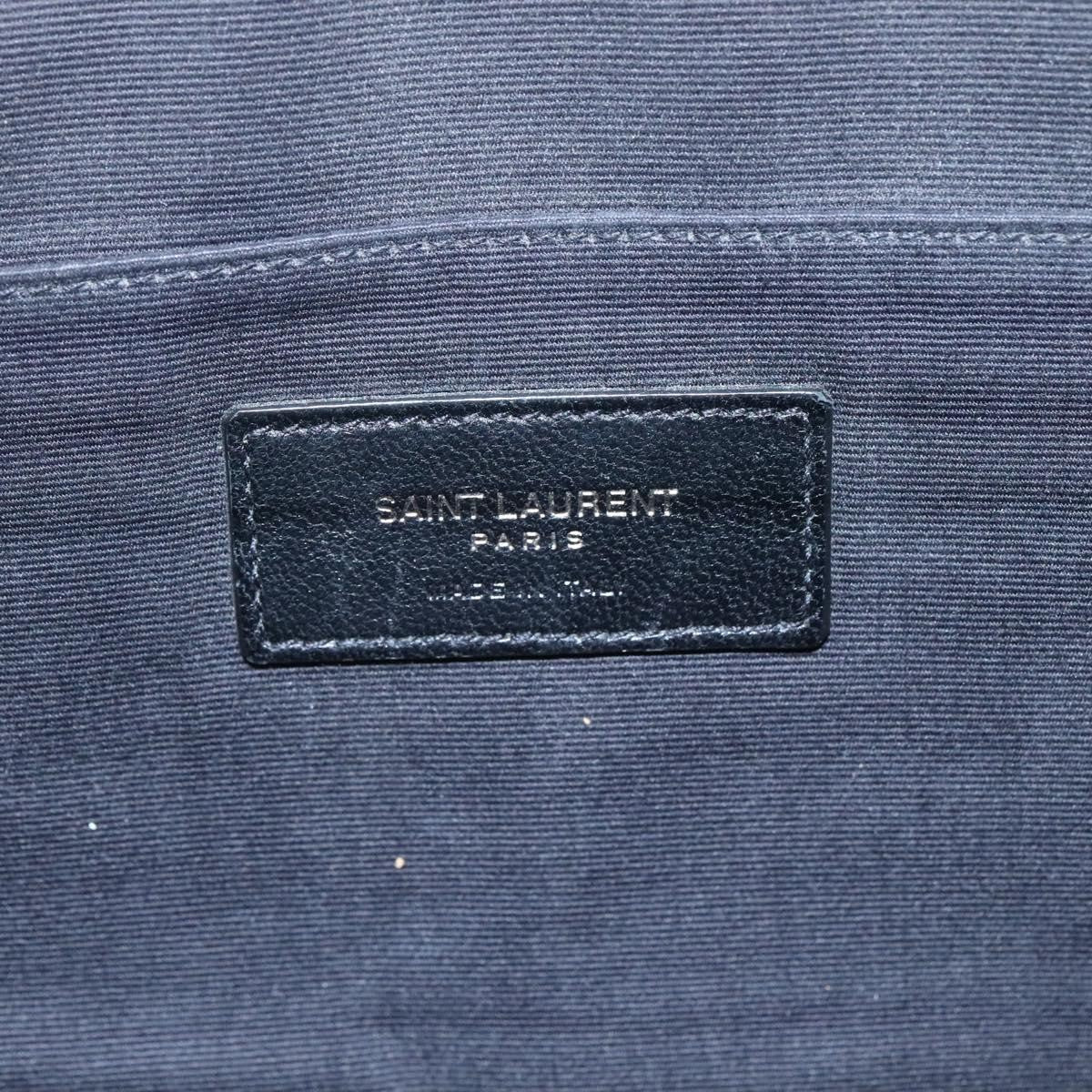 Saint Laurent Zip Pocket Pouch Leather, BLACK, LEATHER, Clutche & pouche