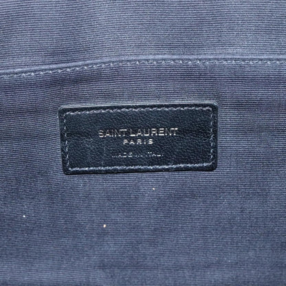 Saint Laurent Zip Pocket Pouch Leather, BLACK, LEATHER, Clutche & pouche