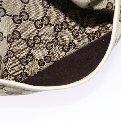 Gucci Zip Messenger Bag GG Canvas with Perforated Leather, BEIGE, CANVAS, Crossbody bag