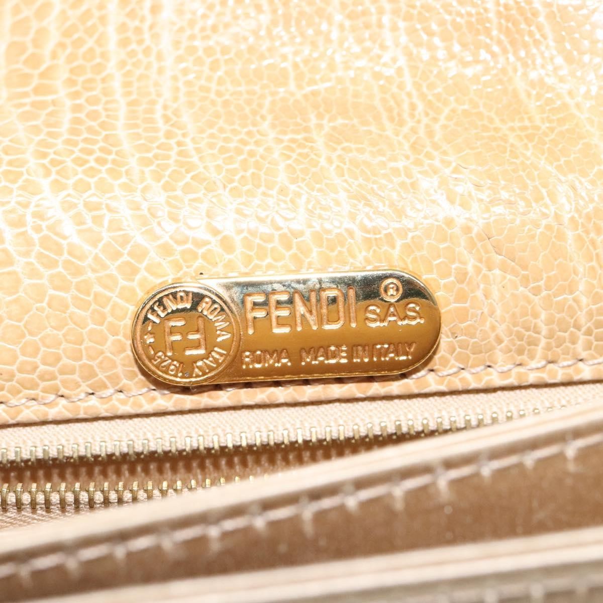 Fendi Square Flap Leather, BEIGE, SATIN, Shoulder bag