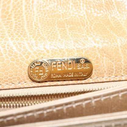 Fendi Square Flap Leather, BEIGE, SATIN, Shoulder bag