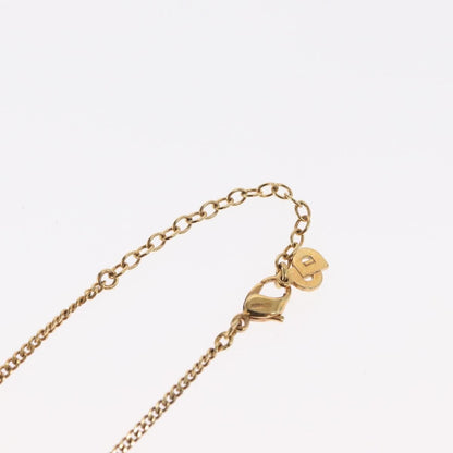 Christian Dior Vintage Logo Round Pendant Necklace Metal and Crystals, GOLD, METAL, Necklace