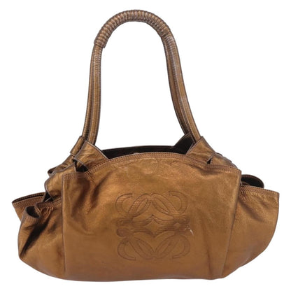 Loewe Anagram Logo Nappa Aire Hand Bag Leather, Gold, Leather, Handbag