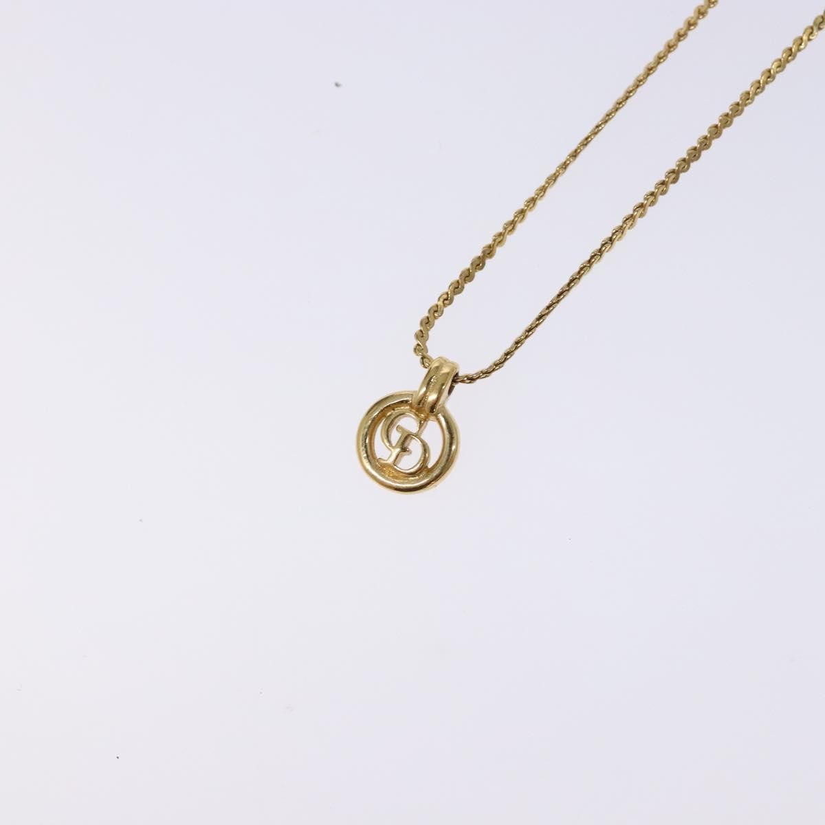 Christian Dior CD Round Pendant Necklace Metal, GOLD, METAL, Necklace