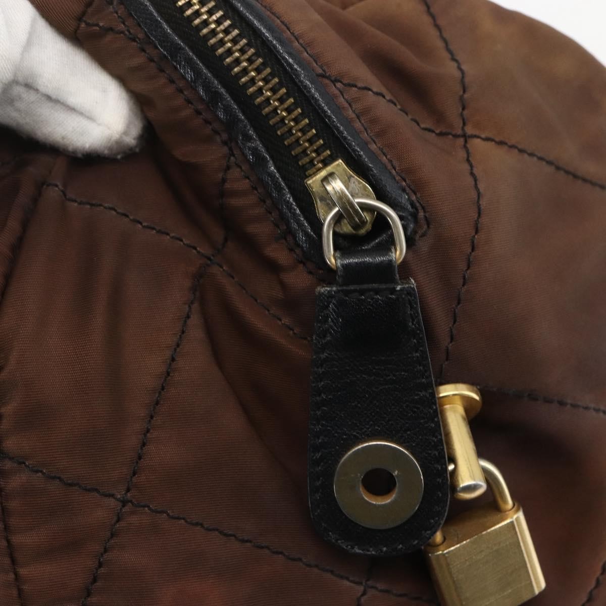 Prada Vintage Chain Handbag Tessuto, BROWN, NYLON, Handbag