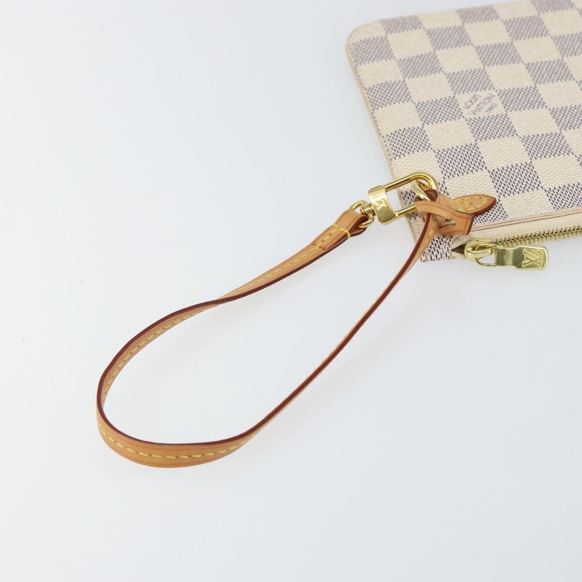 Louis Vuitton Neverfull Pochette Damier, BEIGE, CANVAS, Clutche & pouche
