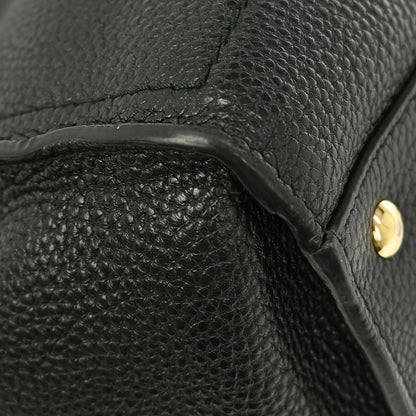 Salvatore Ferragamo Amy Tote Pebbled Leather, BLACK, LEATHER, Tote bag