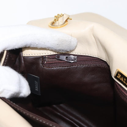 Bally Vintage Chain Shoulder Bag Quilted Leather, ECRU, LEATHER, Shoulder bag