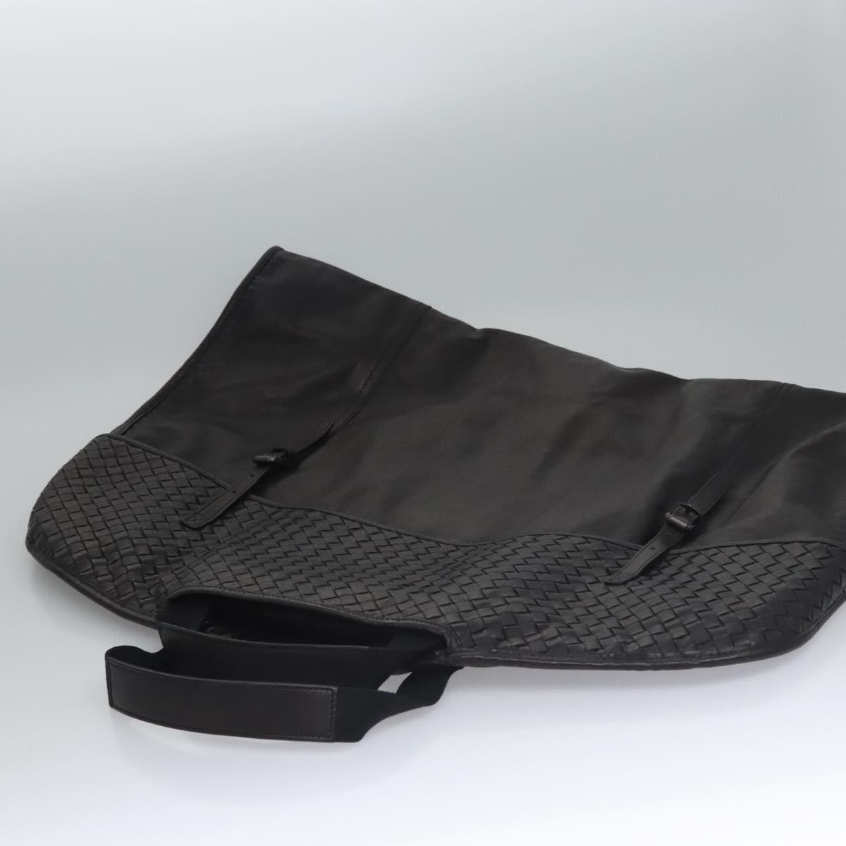 Bottega Veneta Garment Cover Canvas with Intrecciato Detail, BLACK, LEATHER, Travel bag