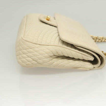 Bally Vintage Chain Shoulder Bag Quilted Leather, WHITE, LEATHER, Shoulder bag