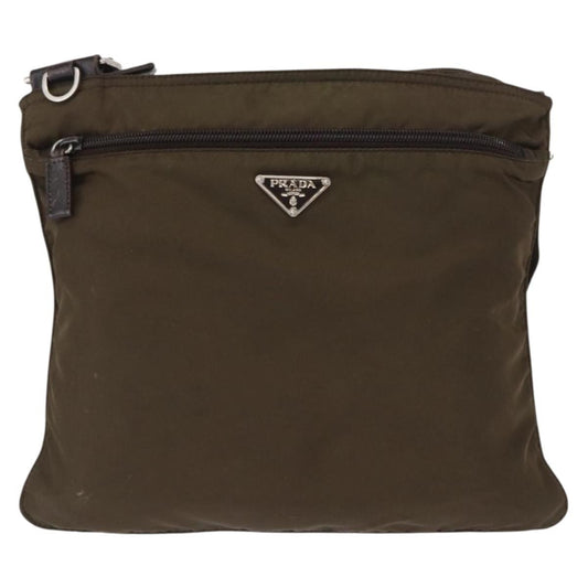 Prada Front Pocket Messenger Bag Tessuto, KHAKI, NYLON, Shoulder bag