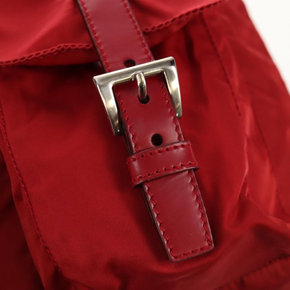 Prada Vela Double Front Pocket Backpack Tessuto with Saffiano Leather, RED, NYLON, Backpack