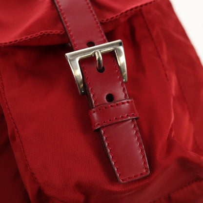 Prada Vela Double Front Pocket Backpack Tessuto with Saffiano Leather, RED, NYLON, Backpack