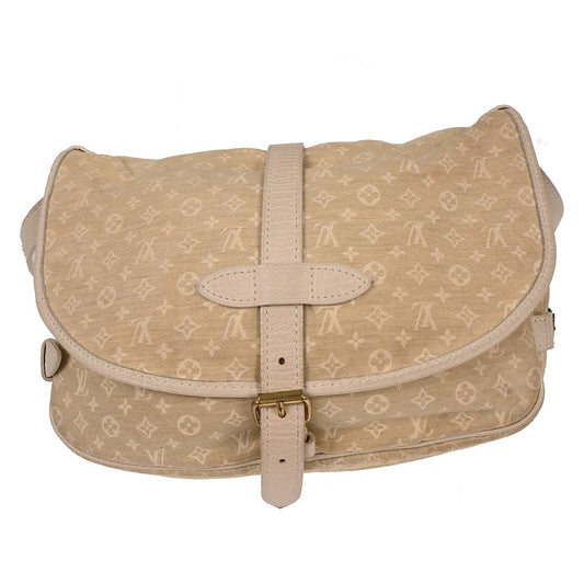 Louis Vuitton Saumur Handbag Mini Lin, WHITE, CANVAS, Shoulder bag