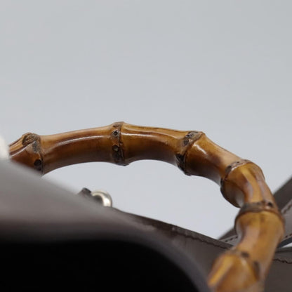 Gucci Vintage Bamboo Backpack Nylon and Patent Leather, BROWN, NYLON, Backpack