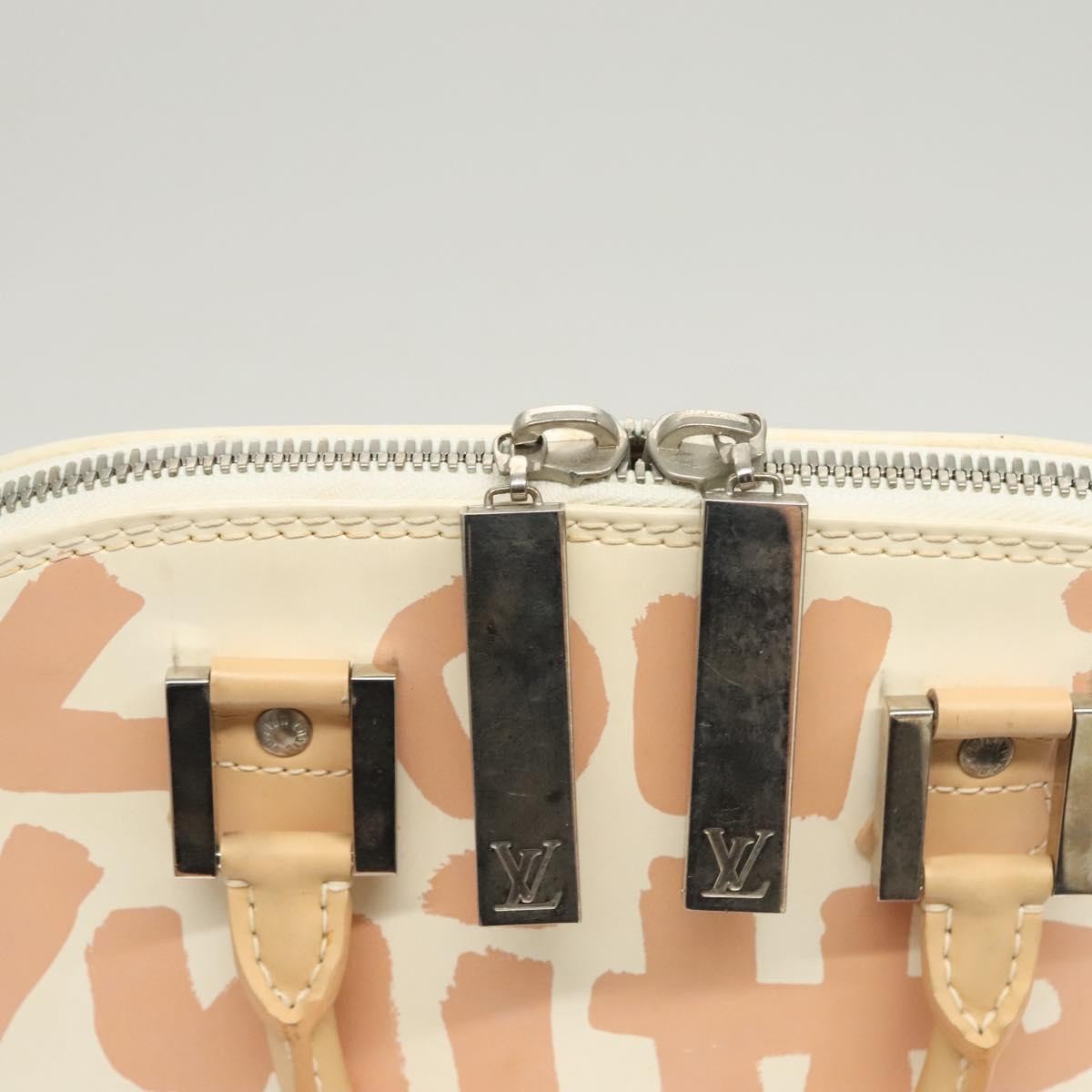 Louis Vuitton Alma Handbag Limited Edition Graffiti Leather, WHITE, CANVAS, Handbag