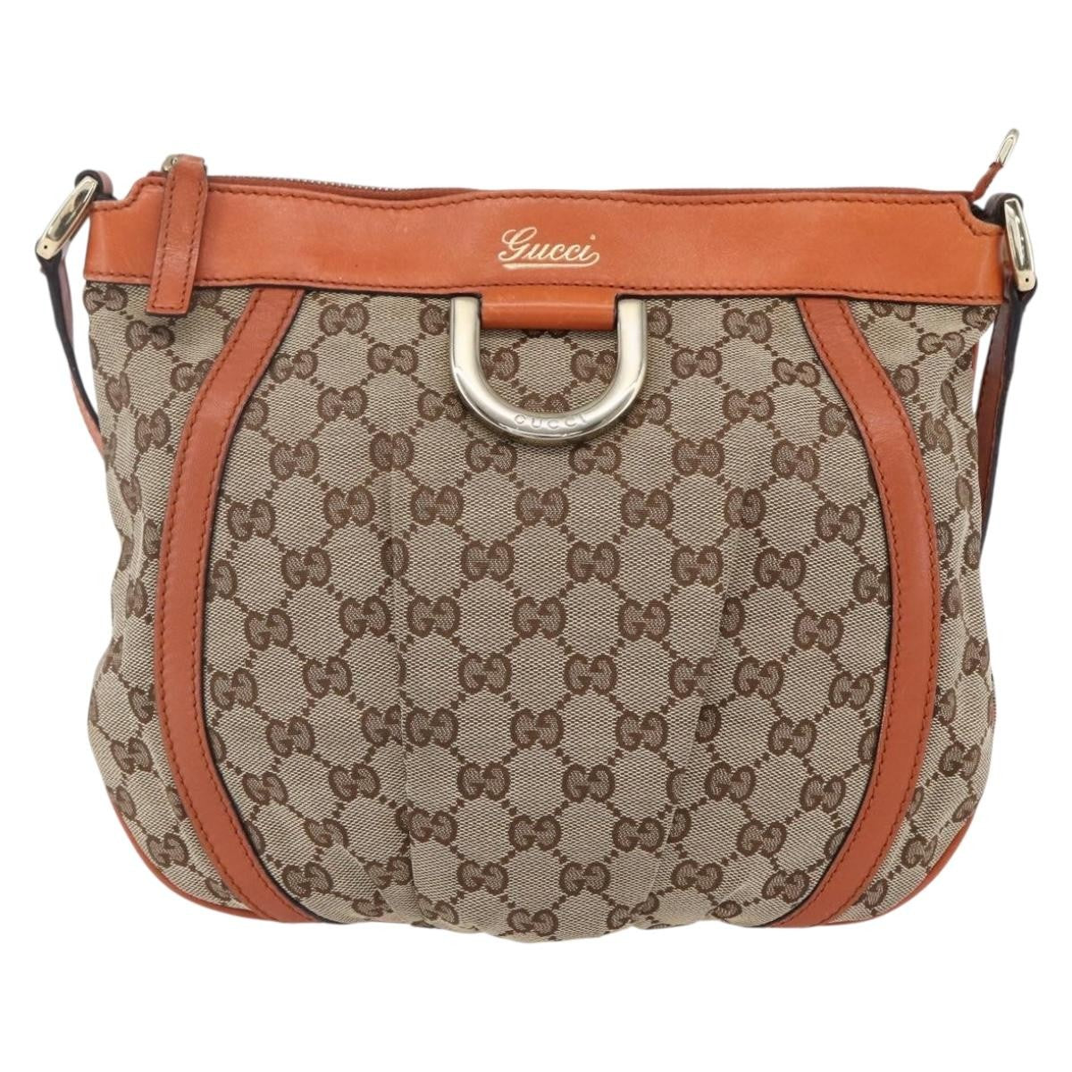 Gucci D Ring Messenger Bag GG Canvas, BEIGE, CANVAS, Shoulder bag