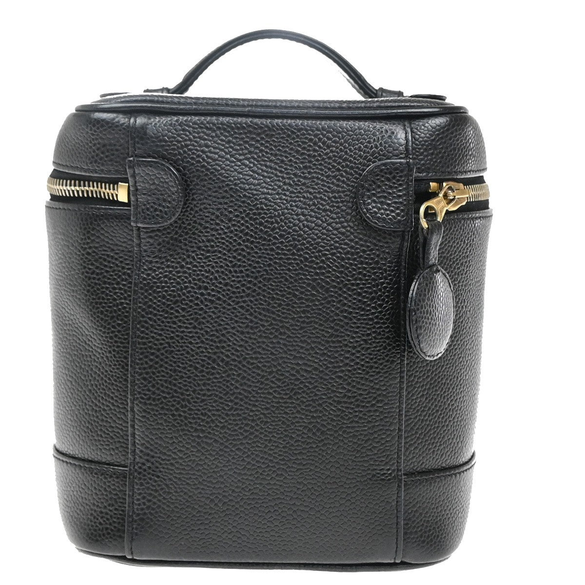 Chanel Vintage Timeless Cosmetic Case Caviar, BLACK, LEATHER, Clutche & pouche