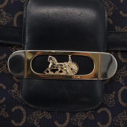 Celine Horse Carriage Shoulder bag Canvas and Leather, NAVY, CANVAS, Shoulder bag