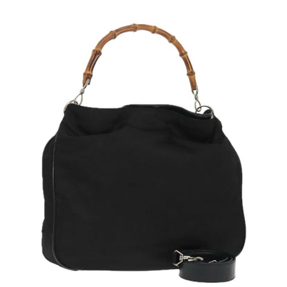 Gucci Vintage Bamboo Shoulder Bag Nylon, BLACK, NYLON, Shoulder bag
